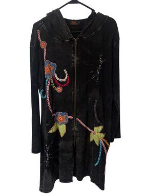 Artisan Long Hoodie | Boho Zip-Up Jacket
